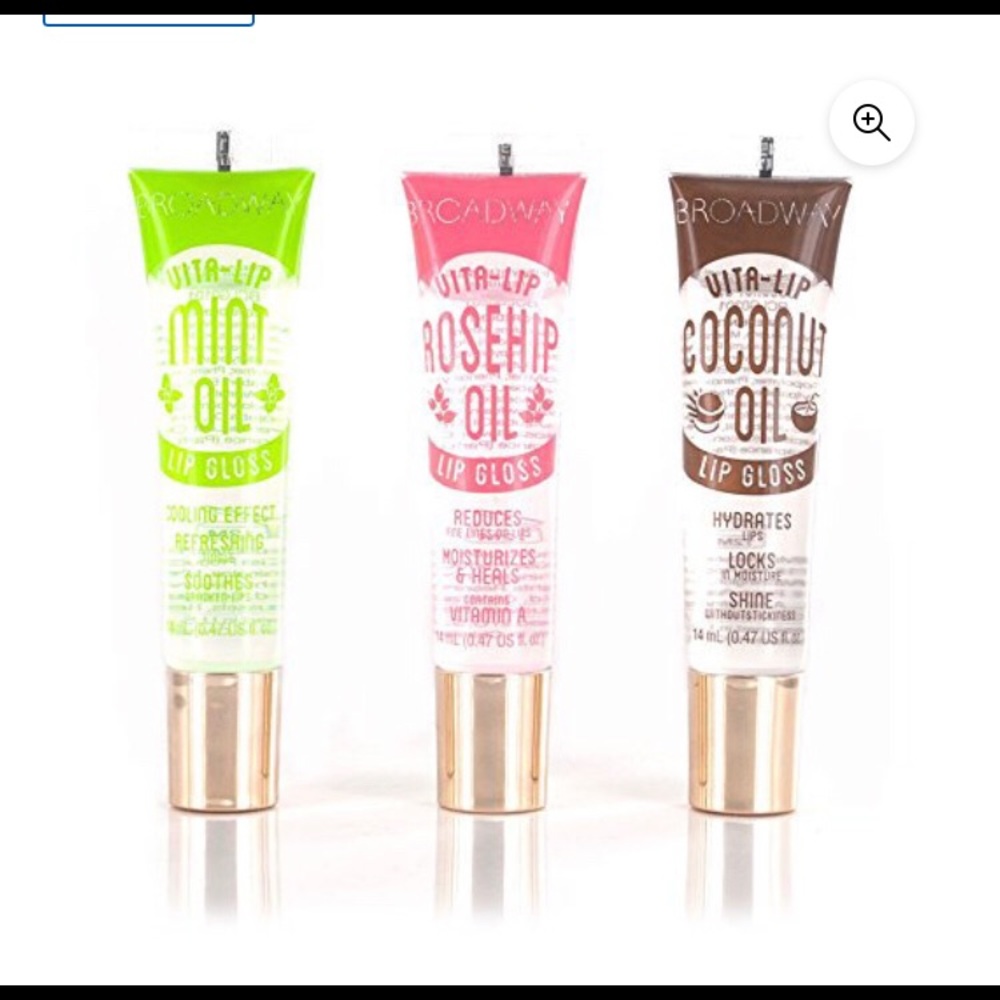 Broadway vita-lip clear lipgloss 0.47oz/14ml (3PCS- Mint &Coconut &Roseship Oil)